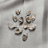 Rough Herkimer Quartz Electroplated Pendant Connectors, Gemstone Connectors, Silver Connectors Electroplated Single Bail Connectors, April Birthstone, Sold By Piece